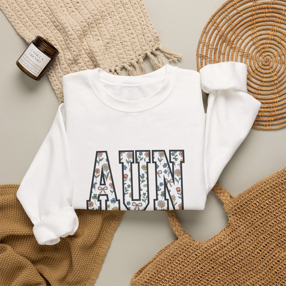 AUNTIE Floral Block Sweatshirt | Auntie Crewneck, Family Role Apparel