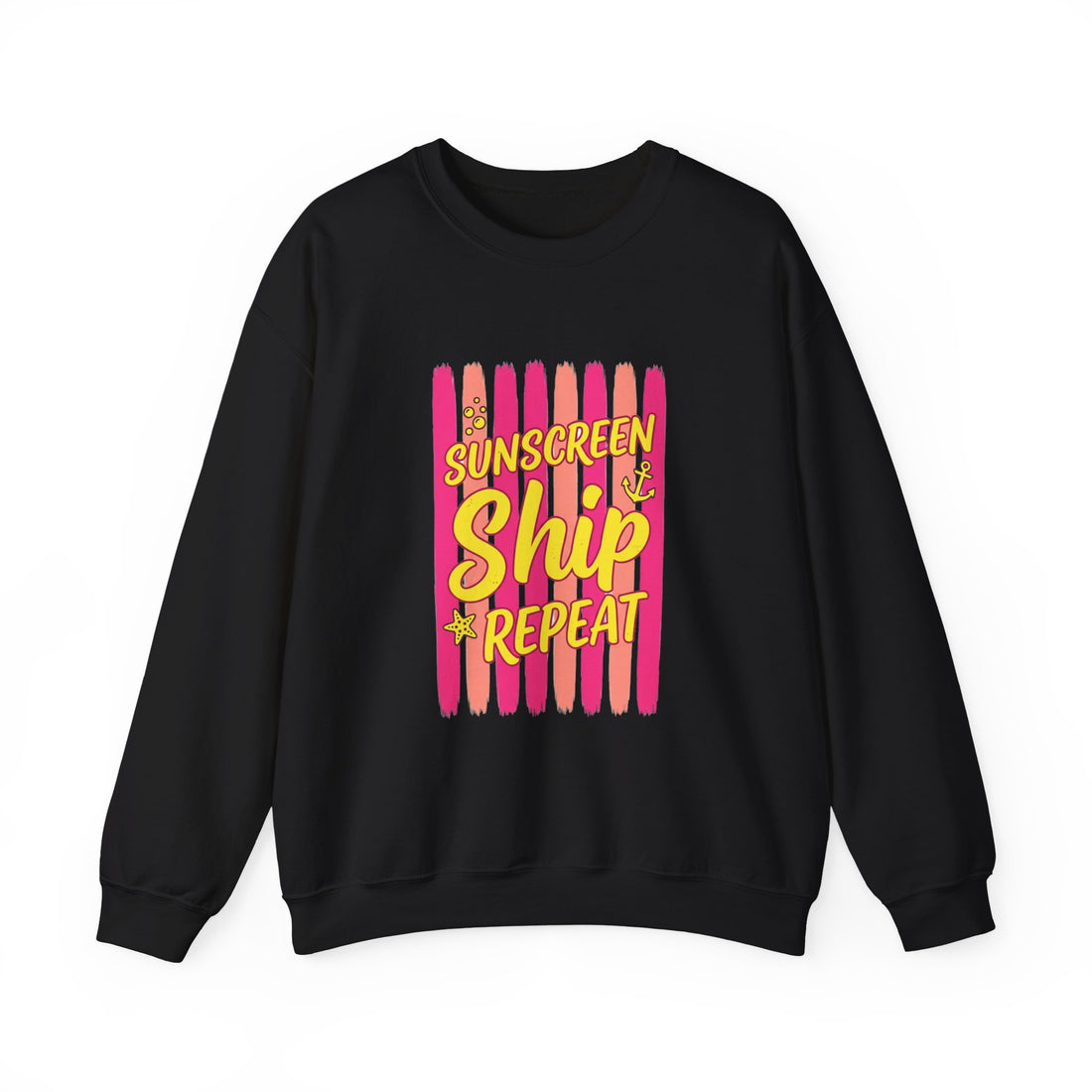 Sunscreen Ship Repeat Sweatshirt | Cruise Vacation, Nautical Tropical