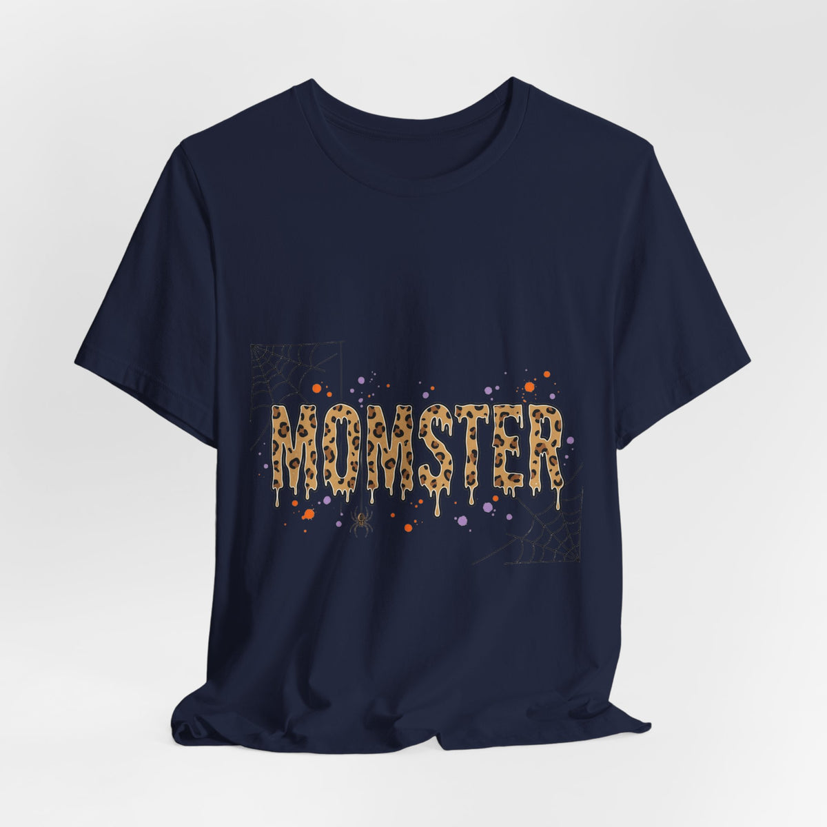 Momster Leopard Lettering T-Shirt | Halloween Mom tee, Spiderweb Bat Graphic
