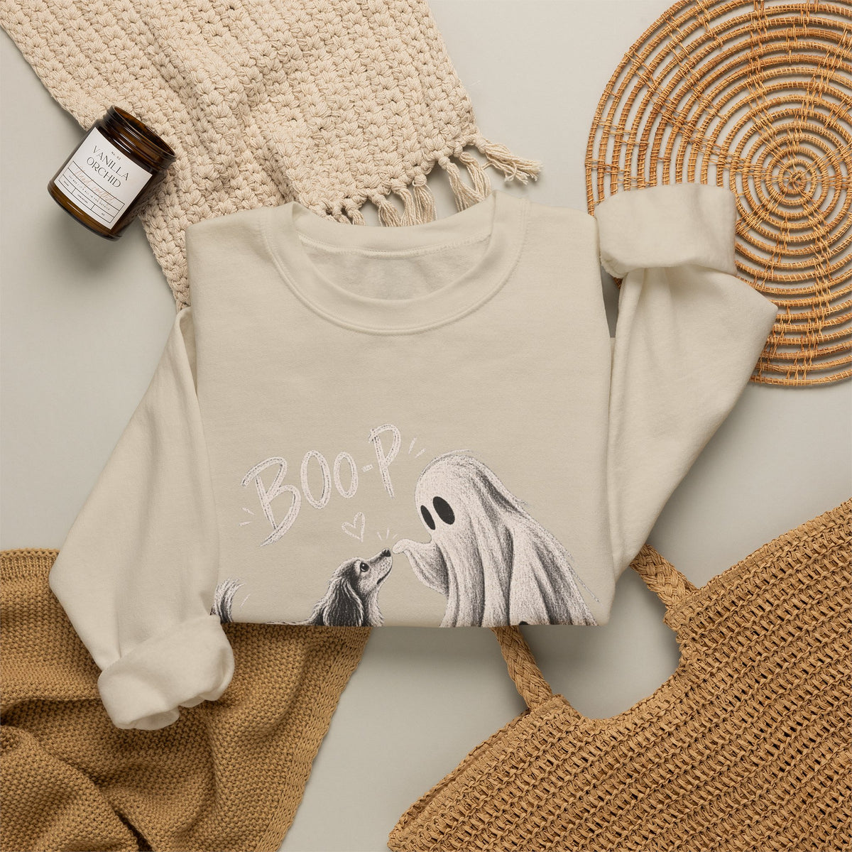 Halloween Ghost & Dog "Boop" Crewneck Sweatshirt