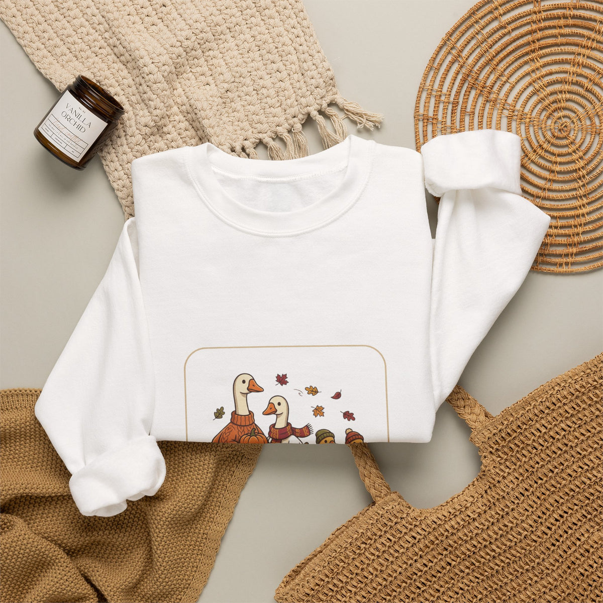 Thankful Flock Sweatshirt | Thanksgiving Turkeys, Fall Leaves, Harvest Cozy