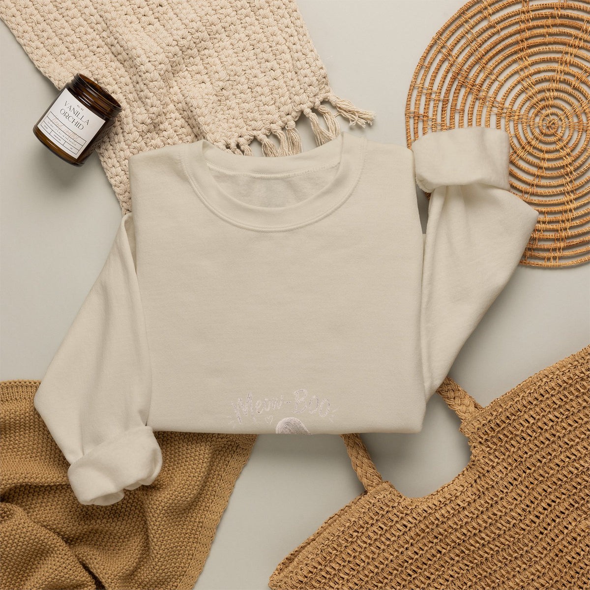 Crewneck Sweatshirt - Cute 'Mom + Boo' Minimalist Dog Mom Design