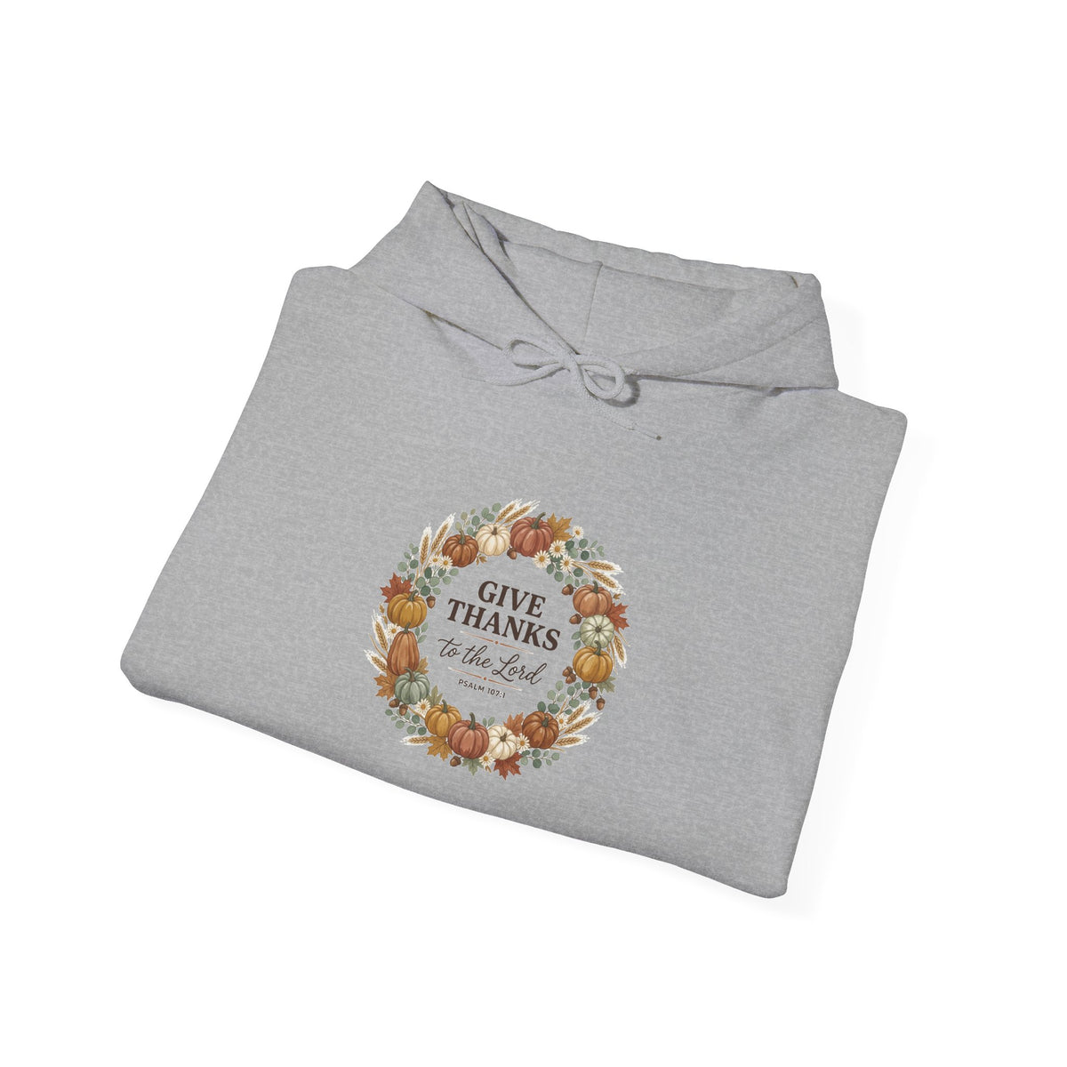 Give Thanks Wreath Hoodie | Christian Autumn, Fall Leaves Scripture