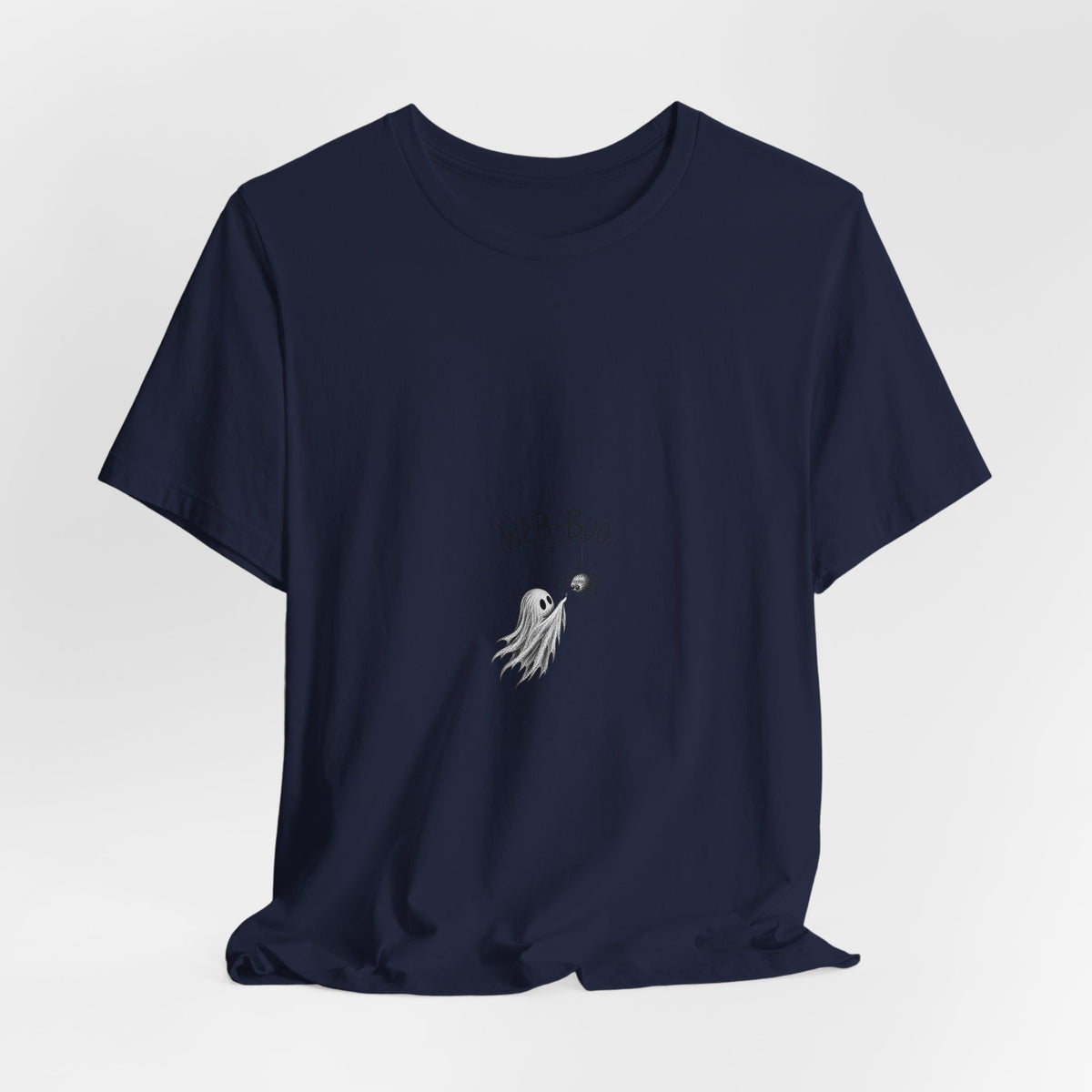 Web-Boo Ghost Tee — Cute Minimal Halloween Graphic T-Shirt