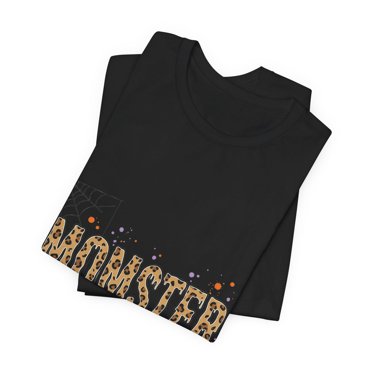 Momster Leopard Lettering T-Shirt | Halloween Mom tee, Spiderweb Bat Graphic