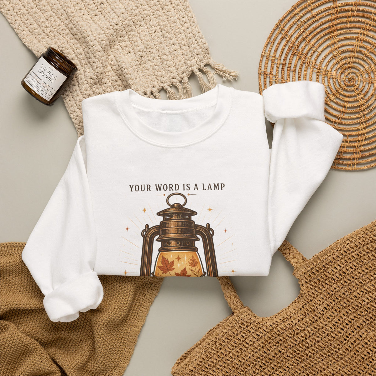 Your Word Is A Lamp Crewneck Sweatshirt | Christian Autumn, Psalm 119:105