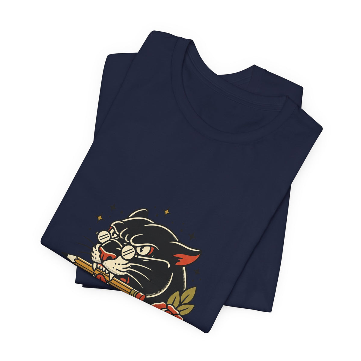 Teacher Life Tee | Traditional Tattoo Panther, Banner & Roses
