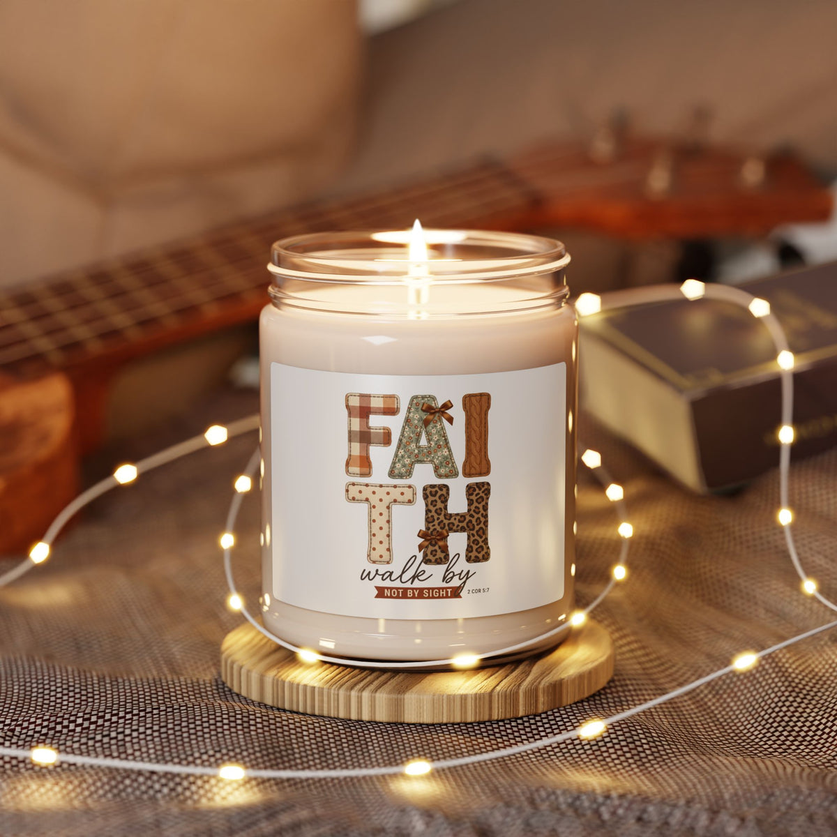 Faith Walk By Scripture Soy Candle, Christian Autumn, Fall Leaves Pumpkin