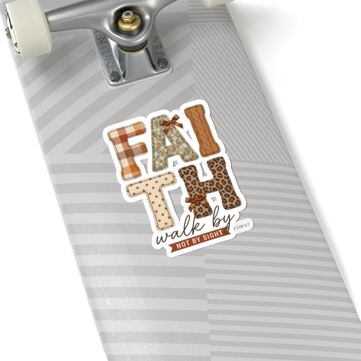 Faith Walk By Sticker | Christian Autumn fall leaves plaid pumpkin Scripture