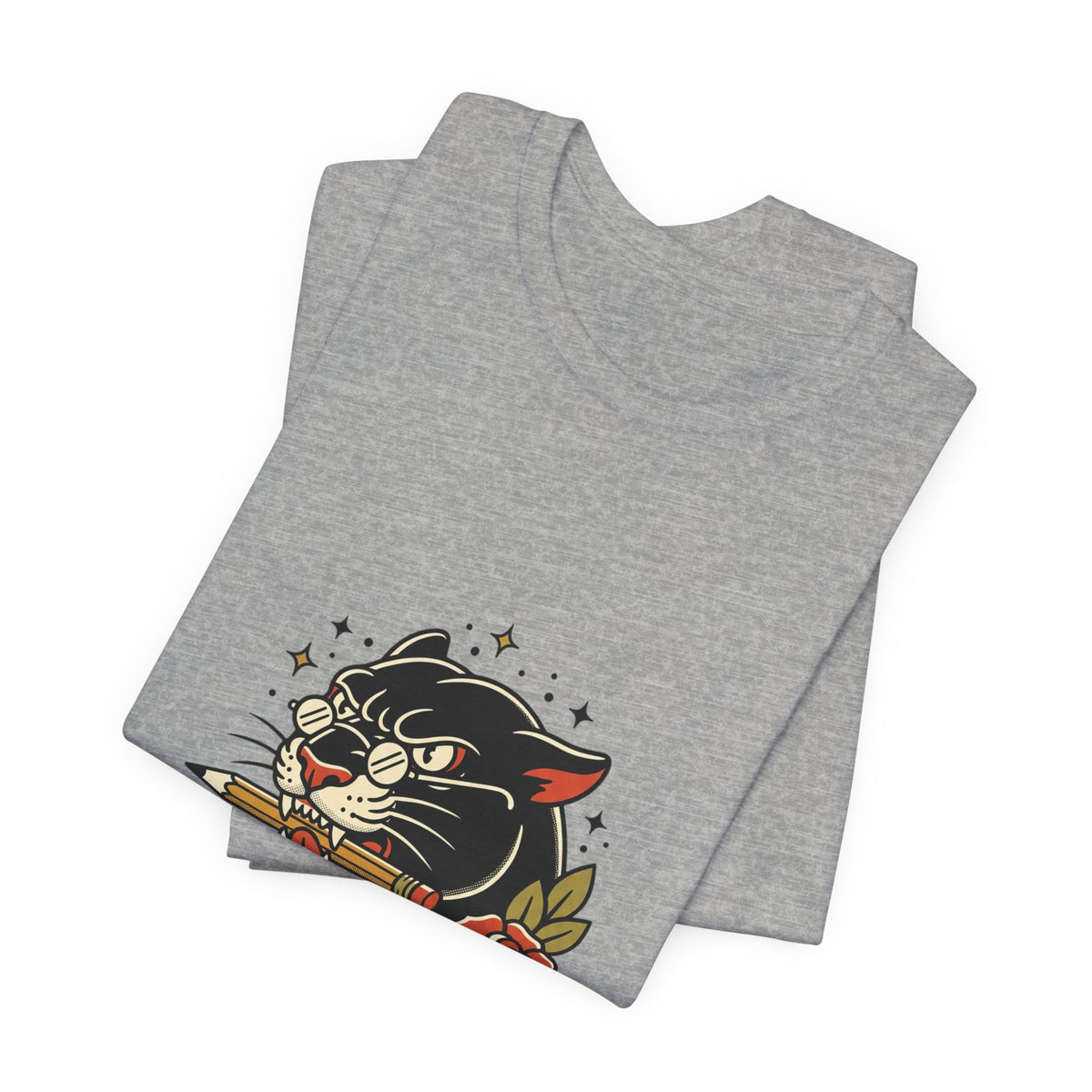 Teacher Life Tee | Traditional Tattoo Panther, Banner & Roses