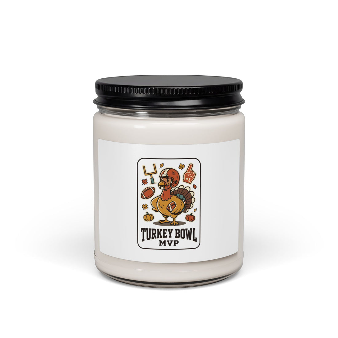Turkey Bowl MVP Candle | Thanksgiving soy candle, pumpkin pie & football design