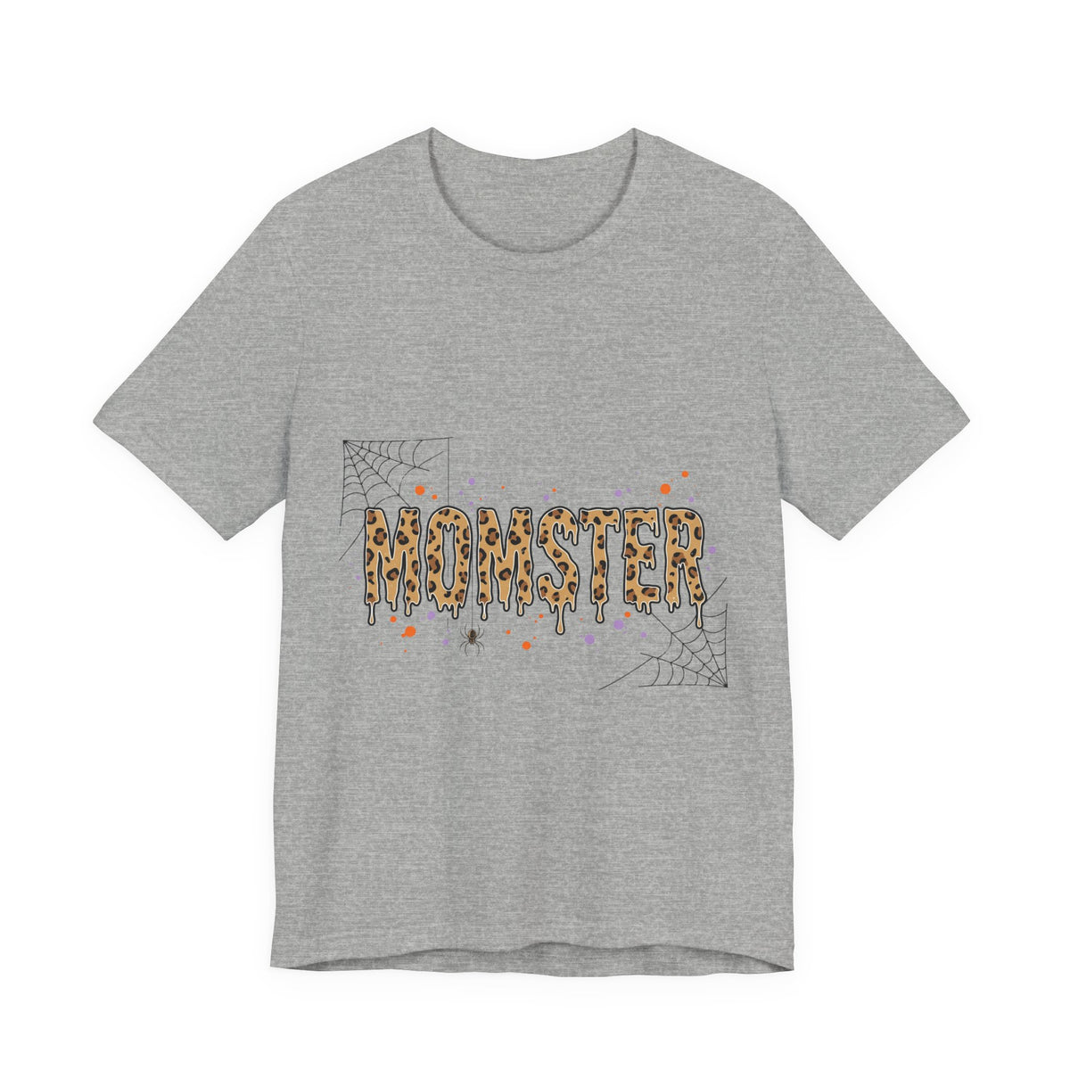 Momster Leopard Lettering T-Shirt | Halloween Mom tee, Spiderweb Bat Graphic