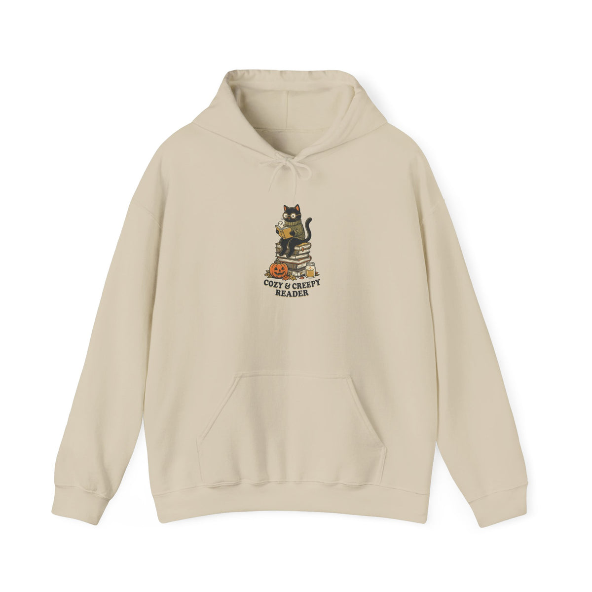 Spooky Reader Black Cat Stack Hoodie | Halloween Bookish Cozy