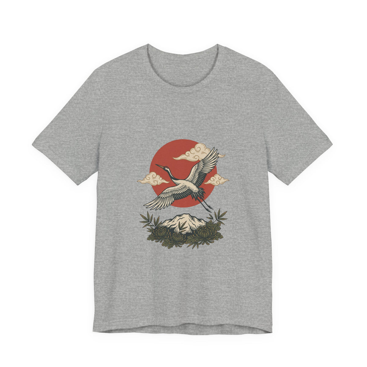 Crane Sunrise Traditional Tattoo Tee | Vintage Flash, Limited Palette