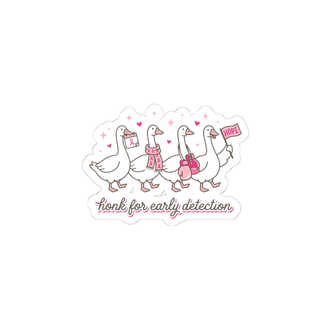 Honk for Early Detection Kiss-Cut Sticker, Breast Cancer Awareness Pink Ribbon