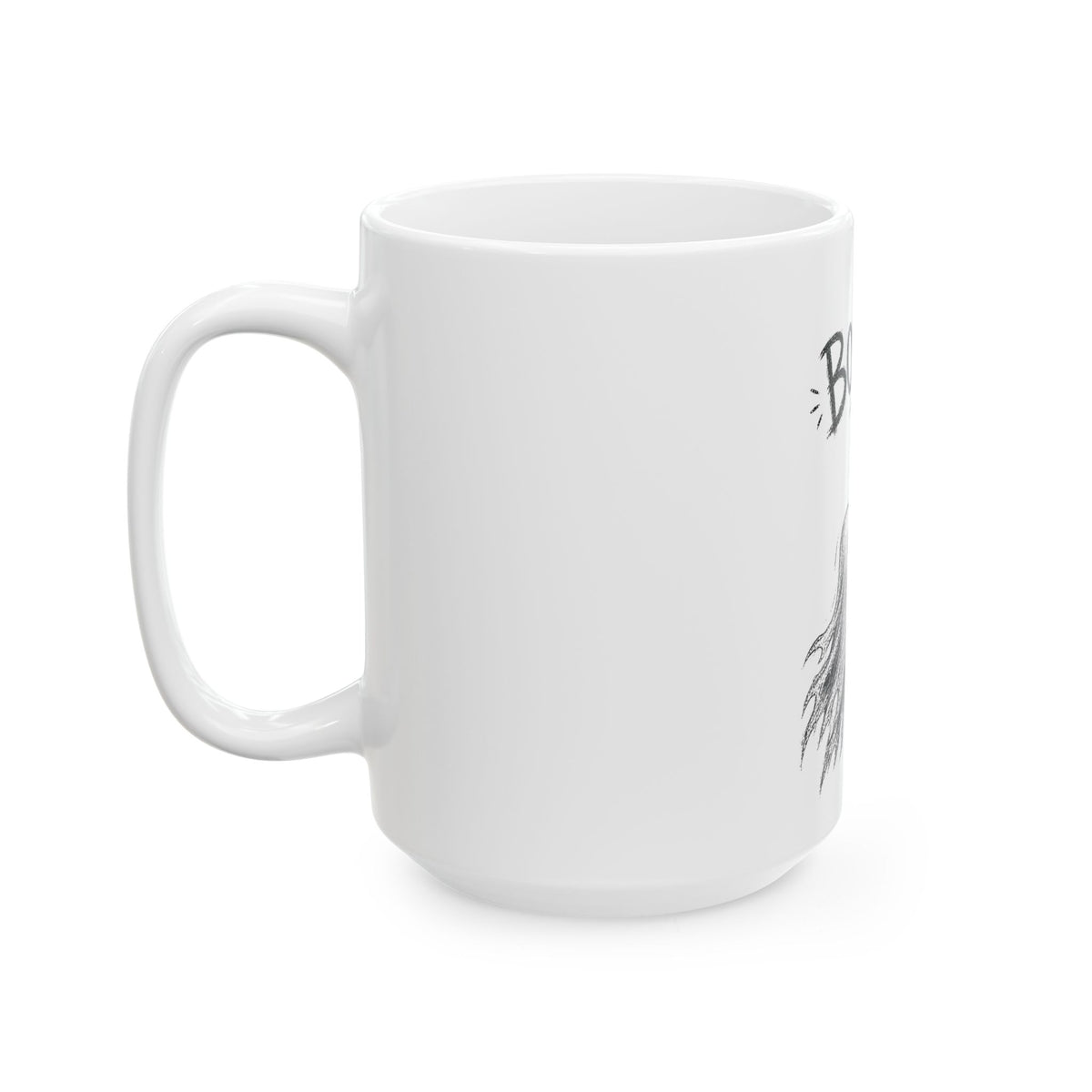 Halloween Boo-Yah Ceramic Mug — Ghost & Black Cat 11oz/15oz
