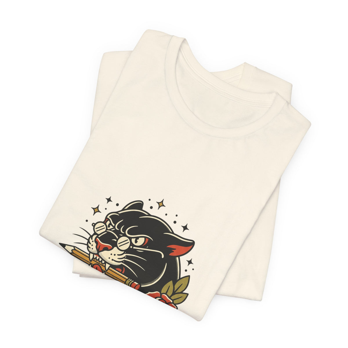 Teacher Life Tee | Traditional Tattoo Panther, Banner & Roses