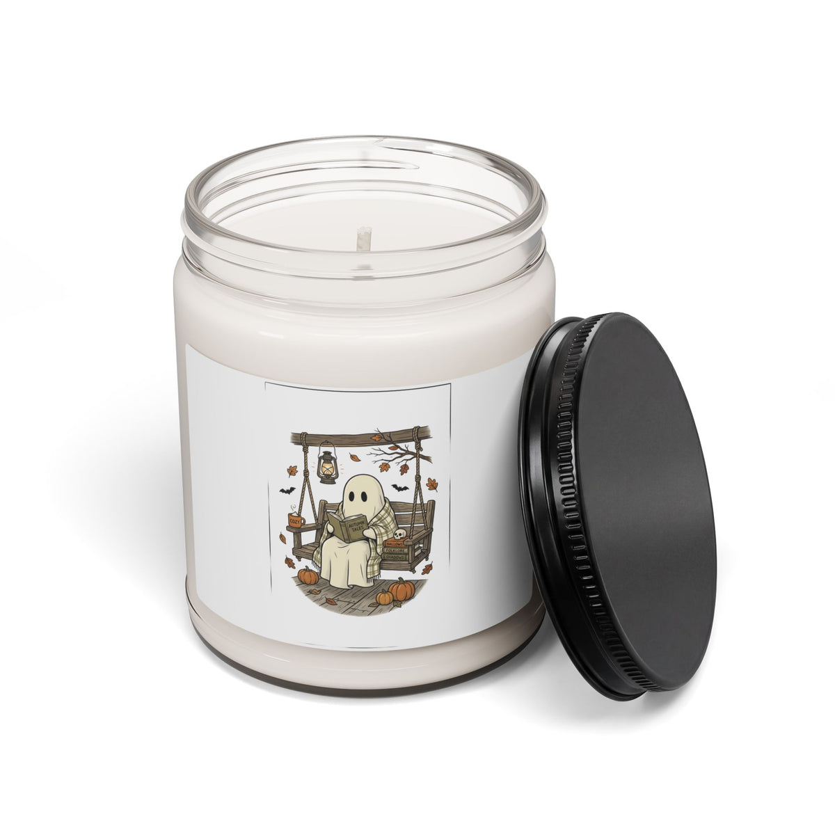 Ghost Reading Candle Jar, Spooky Reader Halloween Soy Candle