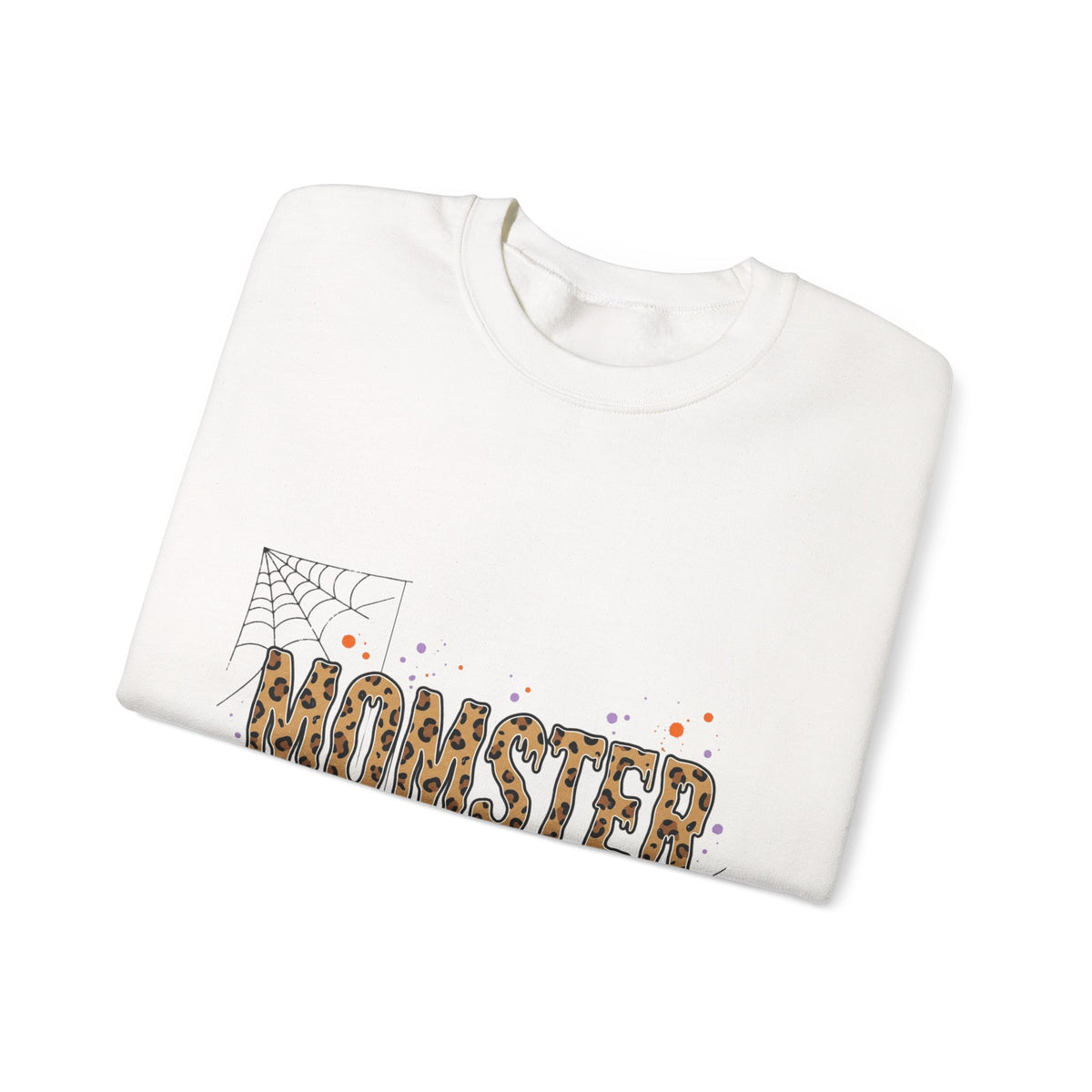 Momster Halloween Sweatshirt | Spiderweb, Dripping Lettering, Bat Accent
