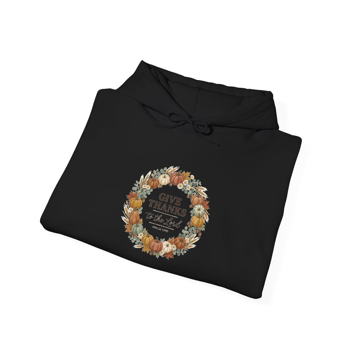 Give Thanks Wreath Hoodie | Christian Autumn, Fall Leaves Scripture