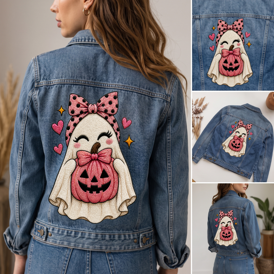Pink Ghost Pumpkin Embroidery Design