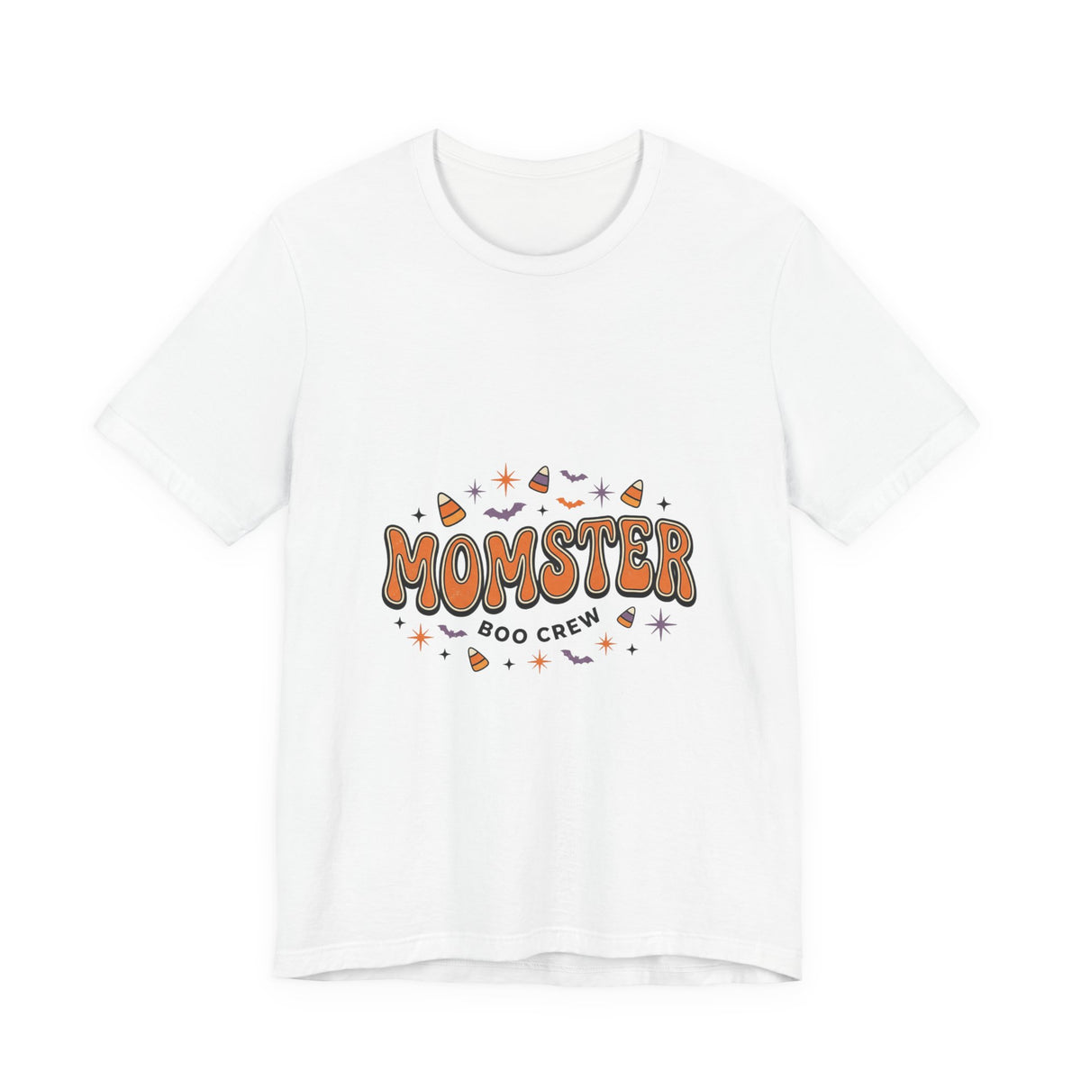 Momster Boo Crew T‑Shirt | Halloween Mom tee, bats & spooky lettering