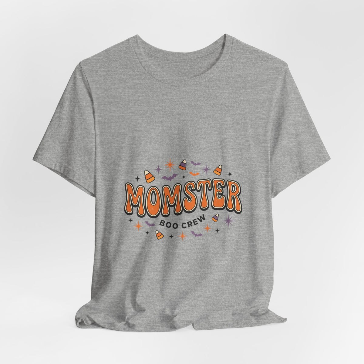 Momster Boo Crew T‑Shirt | Halloween Mom tee, bats & spooky lettering