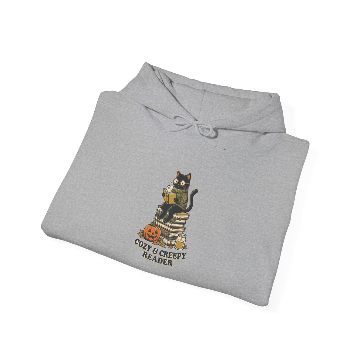 Spooky Reader Black Cat Stack Hoodie | Halloween Bookish Cozy