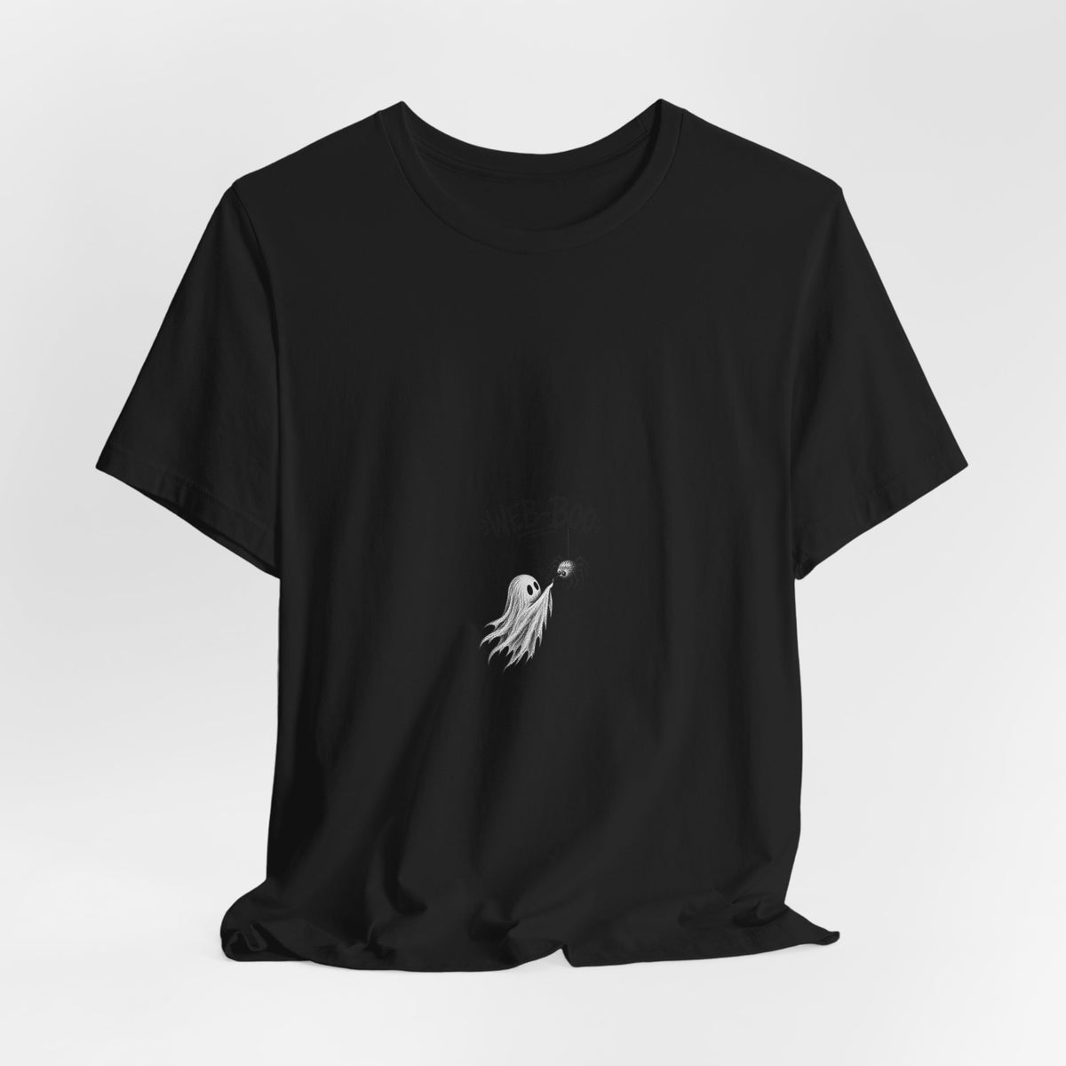 Web-Boo Ghost Tee — Cute Minimal Halloween Graphic T-Shirt