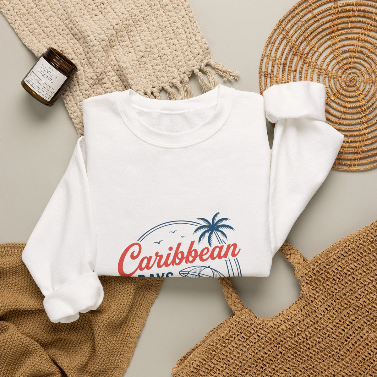 Caribbean Days Tropical Cruise Sweatshirt | Nautical Palm Beach Vibes