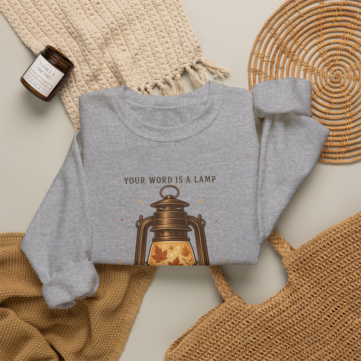 Your Word Is A Lamp Crewneck Sweatshirt | Christian Autumn, Psalm 119:105