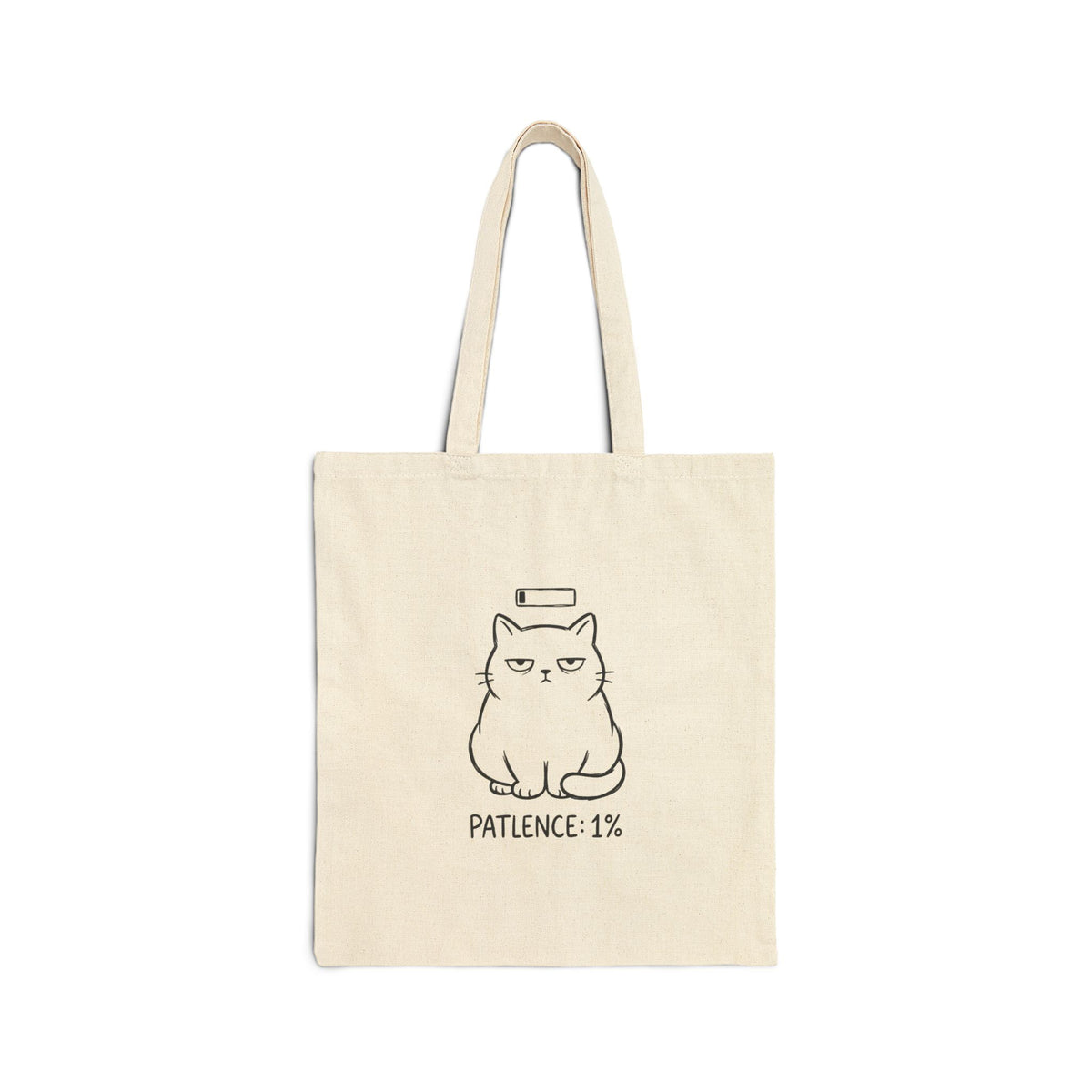 Grumpy Cat Illustration Tote | Patience 1% canvas tote, grumpy humor