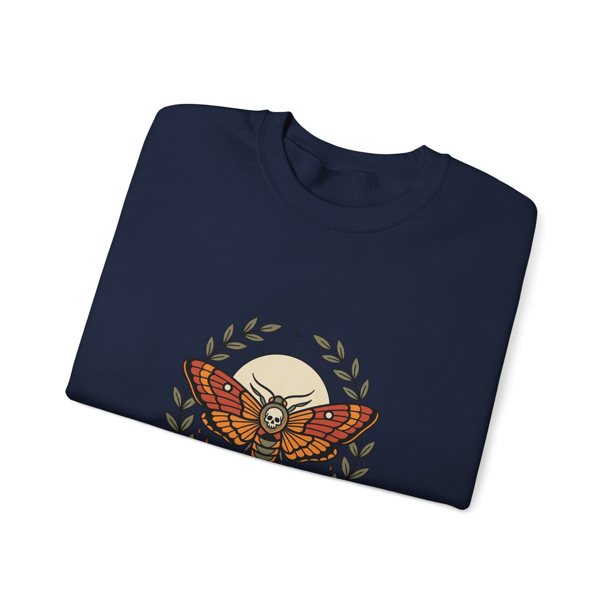 Moth & Roses Crewneck Sweatshirt | Traditional Tattoo-Inspired, Vintage Flash