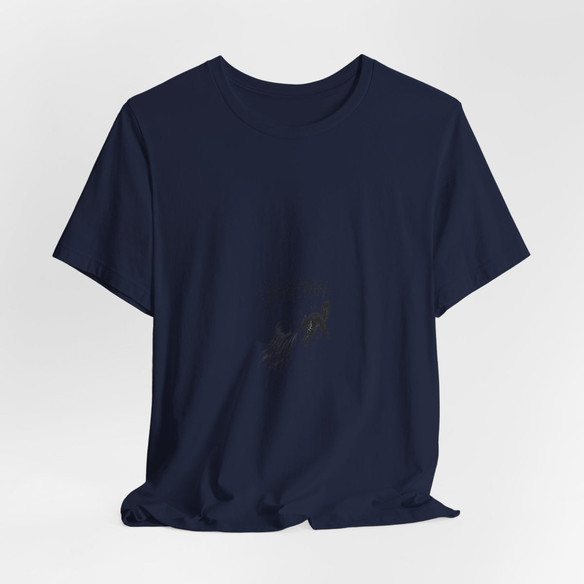 Cat Blast T‑Shirt — "BOO-YAH" Funny Cat Rocket Graphic Tee