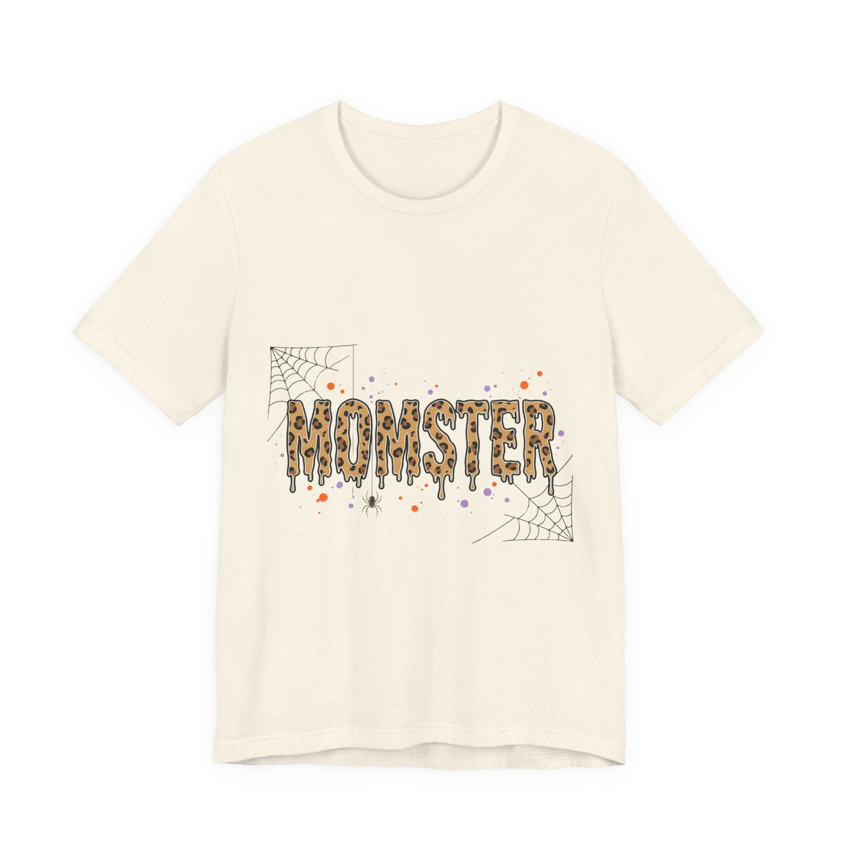 Momster Leopard Lettering T-Shirt | Halloween Mom tee, Spiderweb Bat Graphic