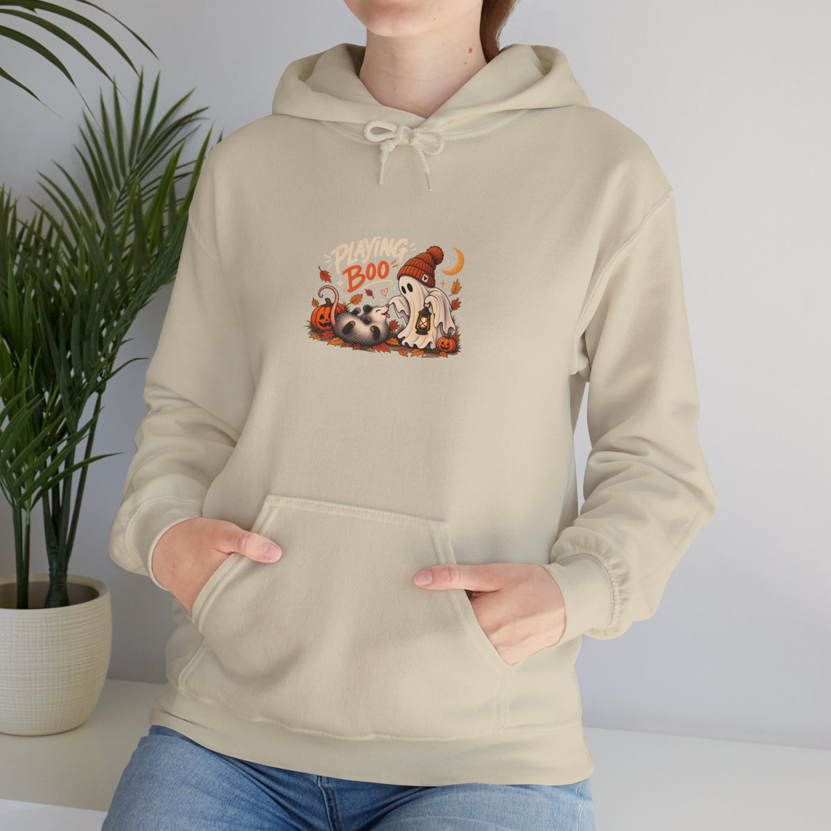 Halloween Cat "Boo" Hoodie - Cute Pumpkin & Black Cat Fall Sweatshirt