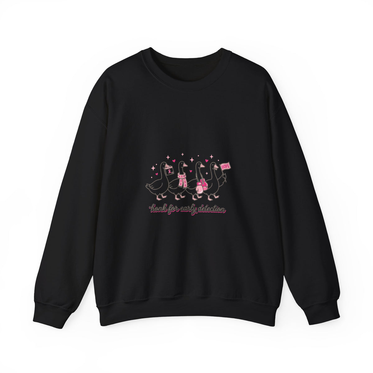 breast cancer awareness ducks crewneck sweatshirt | pink ribbon solidarity