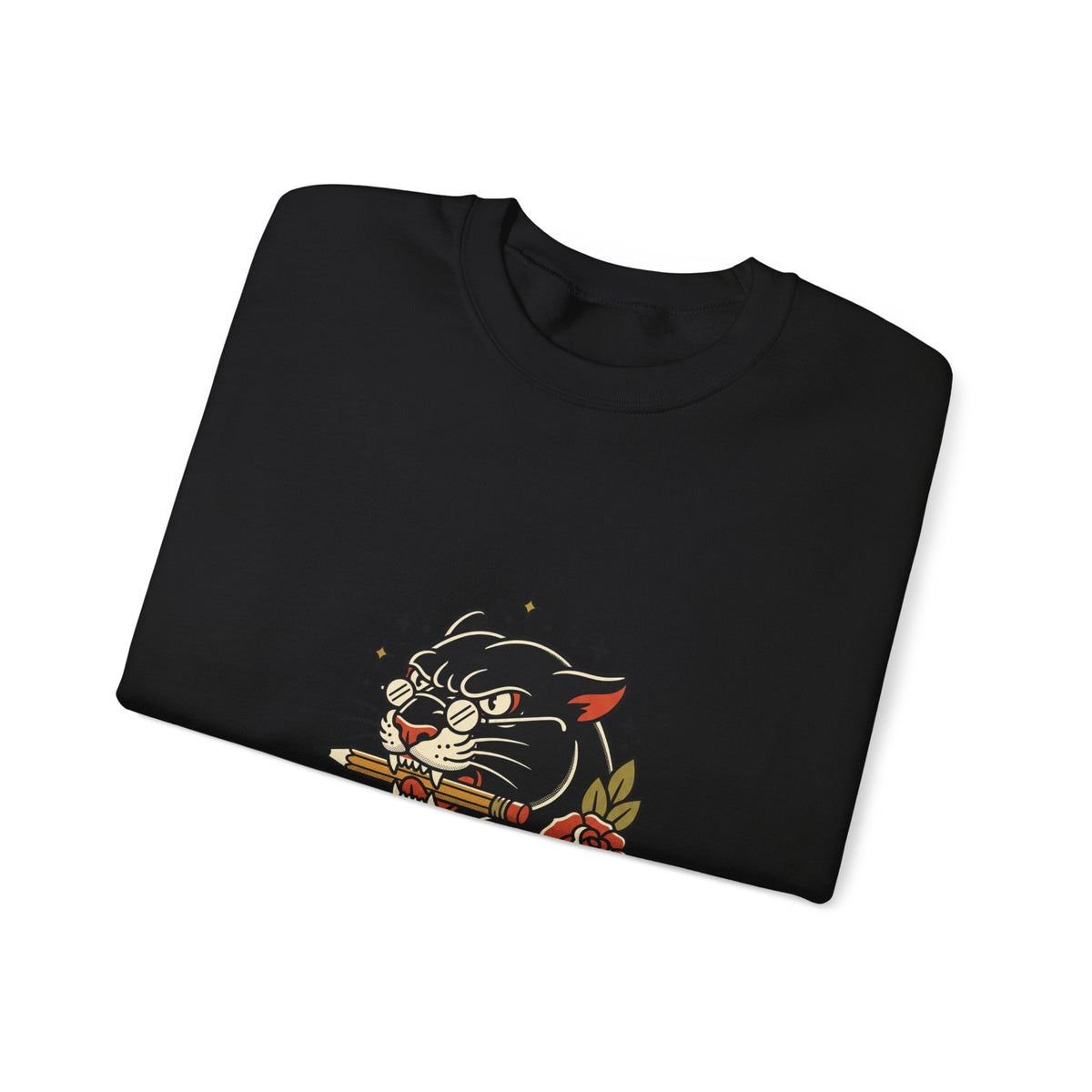 Teacher Life Sweatshirt | Traditional Tattoo Cat, Banner & Roses