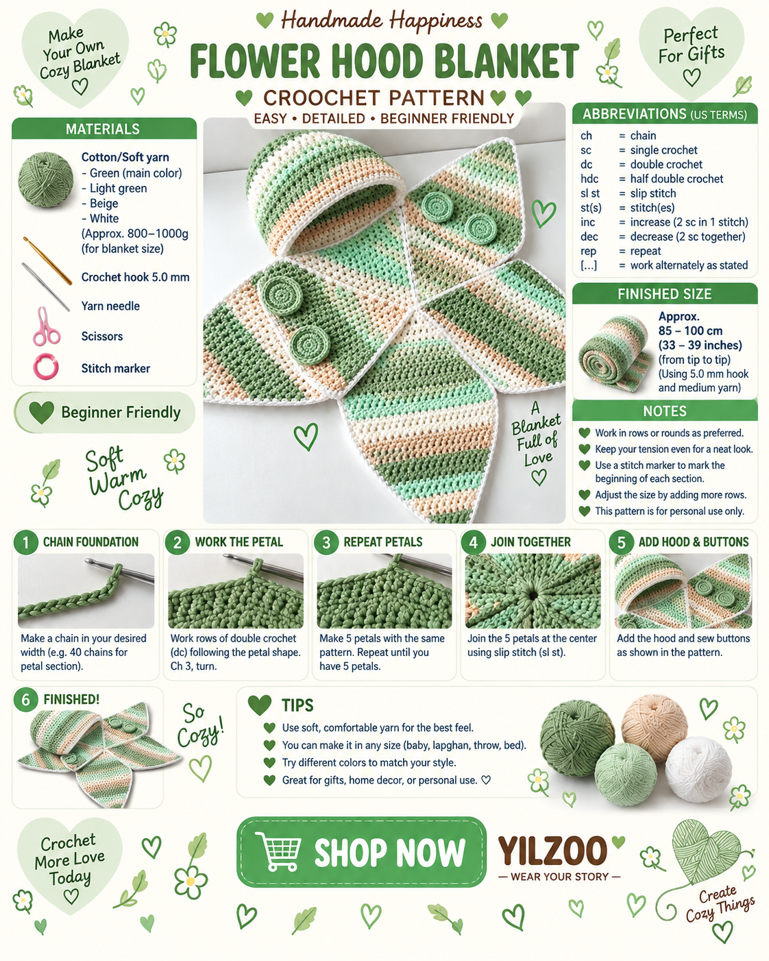 Green & Cream Starfish Crochet Pattern PDF | Baby Amigurumi Starfish | Crochet Toy