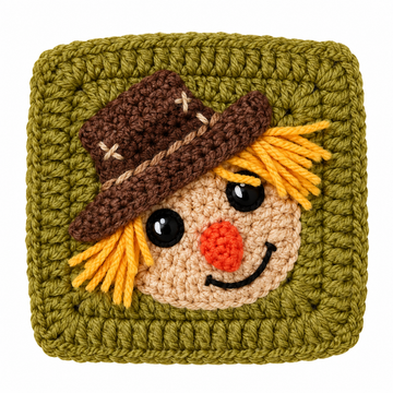 Halloween Granny Square Crochet Pattern PDF | Scarecrow Crochet Square | Fall Crochet