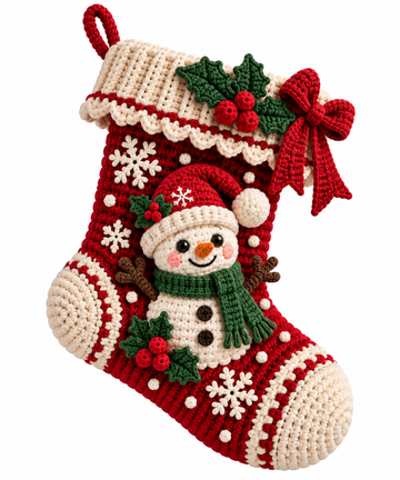 Snowman Christmas Stocking Crochet Pattern PDF | Christmas Crochet Pattern