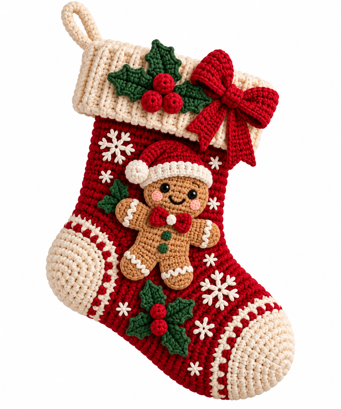 Gingerbread Christmas Stocking Crochet Pattern PDF | Holiday Stocking